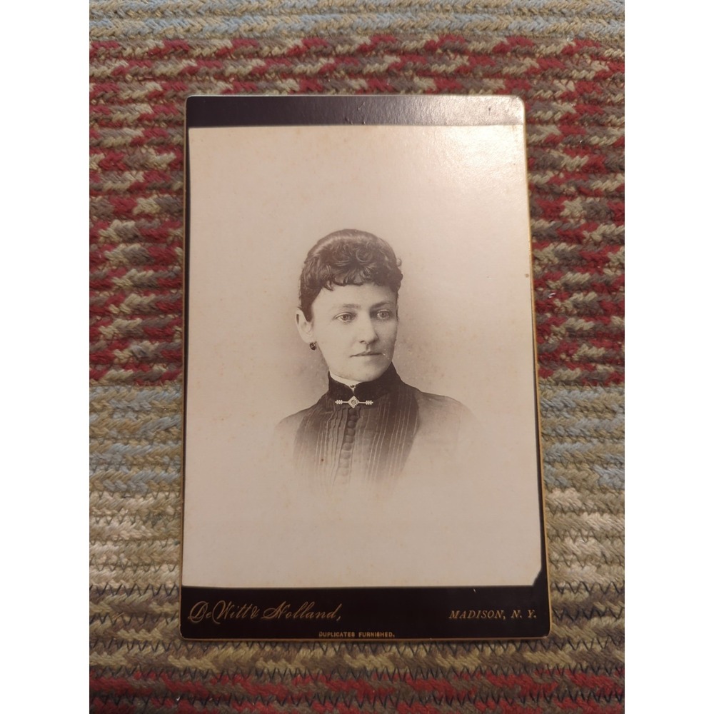 Antique Cabinet Card Photo Victorian Portrait Lady DeWitt Holland Madison NY